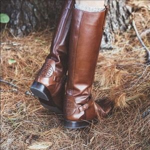 Tory Burch Derby Riding Boot Almond size 7.5